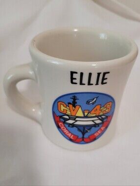 Vintage Victor Mug USS Coral Sea CV 43 With "Ellie" Inscribed On The Front